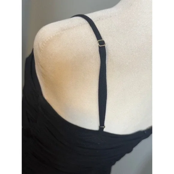 Aritzia Babaton Luxor Ruched Mesh Midi Dress Sz 10 Bustier Bodycon Black Mesh - Picture 5 of 10